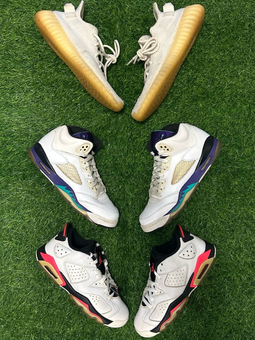 Air Jordan 5 Grape + Jordan 6 Infrared + Yeezy 350 V2 Cream | 3 Pair Bundle